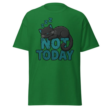 Not Today Sleeping Cat T-Shirt – Funny Lazy Cat Tee - Turf Green - TeeRipple