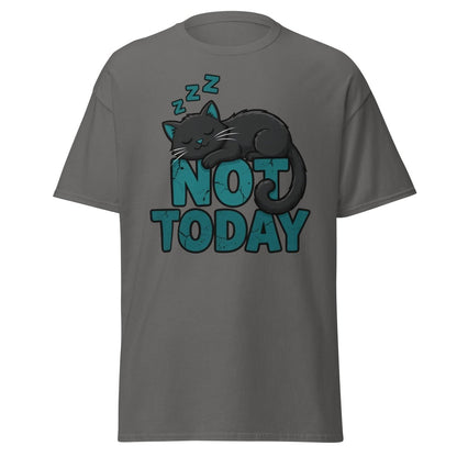 Not Today Sleeping Cat T-Shirt – Funny Lazy Cat Tee - Charcoal - TeeRipple