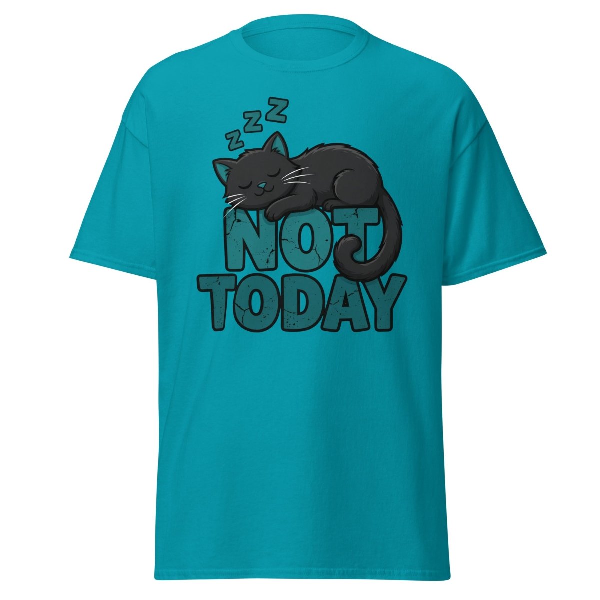 Not Today Sleeping Cat T-Shirt – Funny Lazy Cat Tee - Tropical Blue - TeeRipple