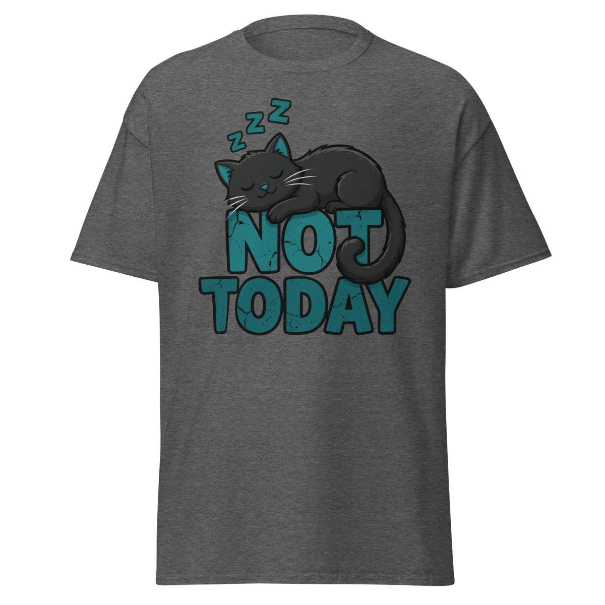 Not Today Sleeping Cat T-Shirt – Funny Lazy Cat Tee - Dark Heather - TeeRipple