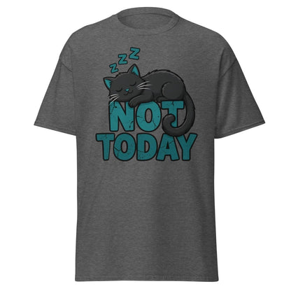 Not Today Sleeping Cat T-Shirt – Funny Lazy Cat Tee - Dark Heather - TeeRipple
