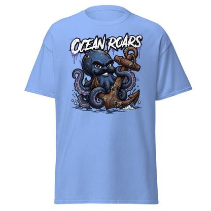 Ocean Roars Octopus Anchor T-Shirt - Carolina Blue - TeeRipple