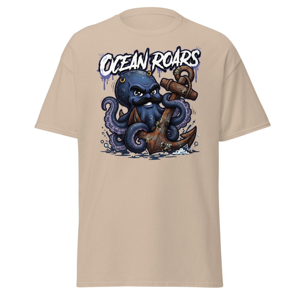 Ocean Roars Octopus Anchor T-Shirt - Sand - TeeRipple
