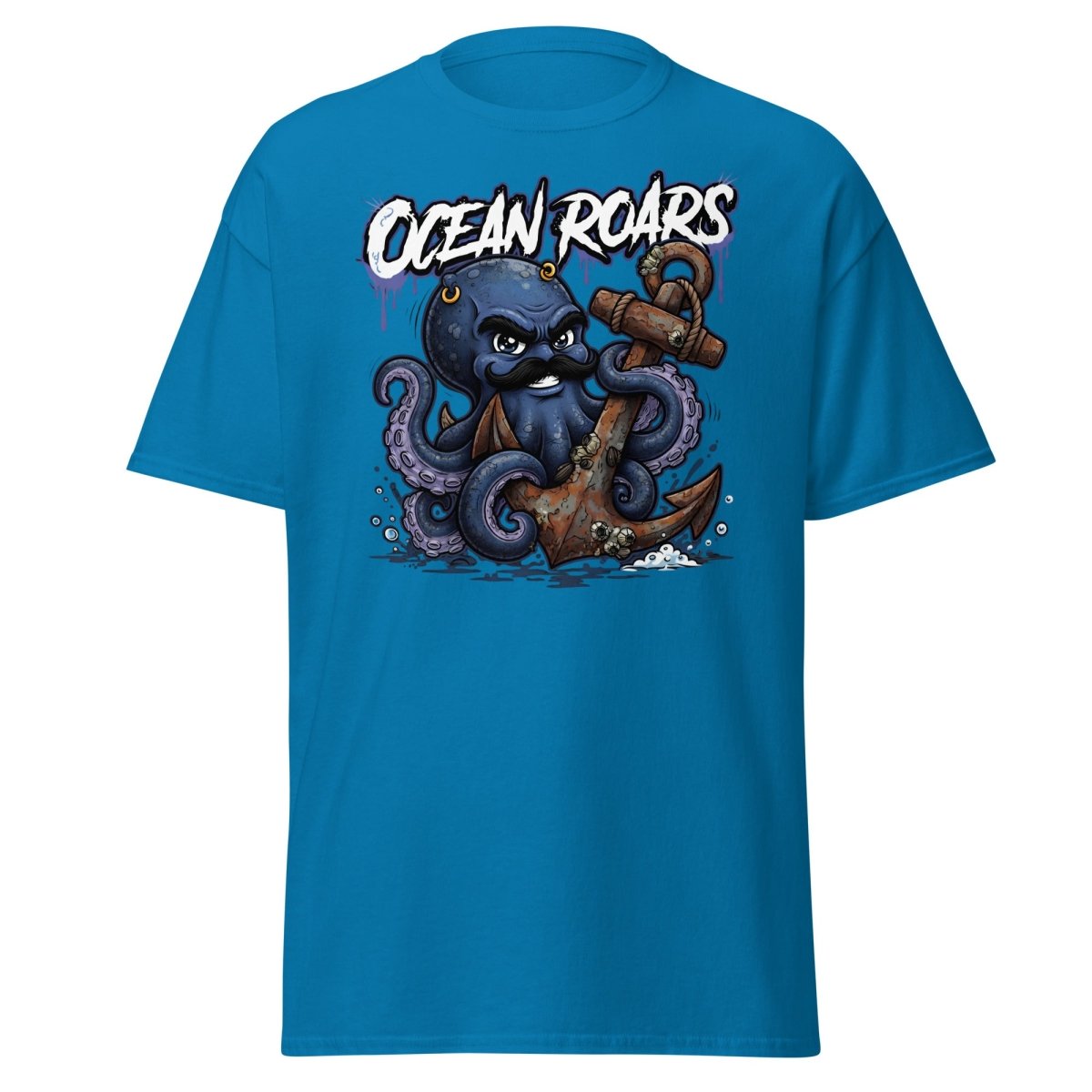 Ocean Roars Octopus Anchor T-Shirt - Sapphire - TeeRipple