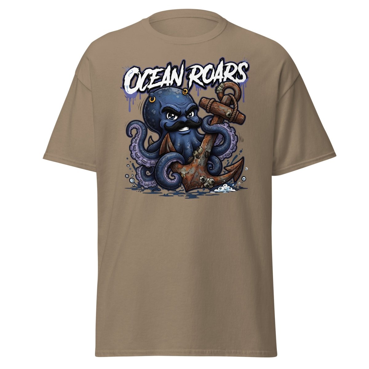 Ocean Roars Octopus Anchor T-Shirt - Brown Savana - TeeRipple