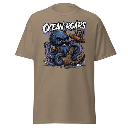 Ocean Roars Octopus Anchor T-Shirt - Brown Savana - TeeRipple