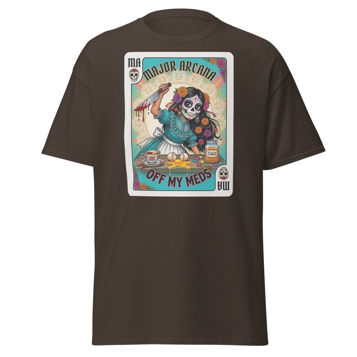 Off My Meds Major Arcana Tarot Card T-Shirt - Dark Chocolate - TeeRipple