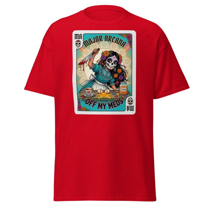 Off My Meds Major Arcana Tarot Card T-Shirt - Red - TeeRipple