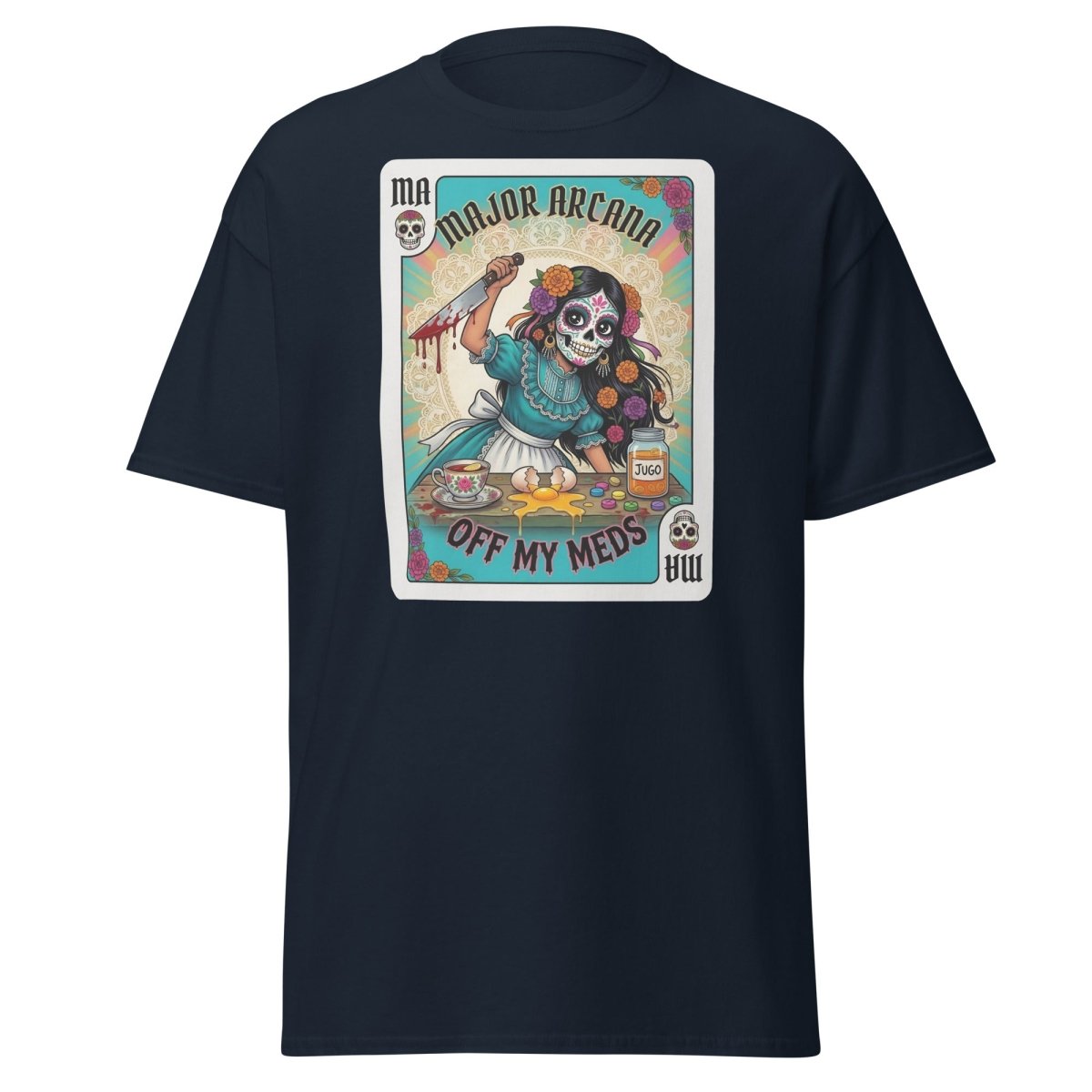 Off My Meds Major Arcana Tarot Card T-Shirt - Navy - TeeRipple