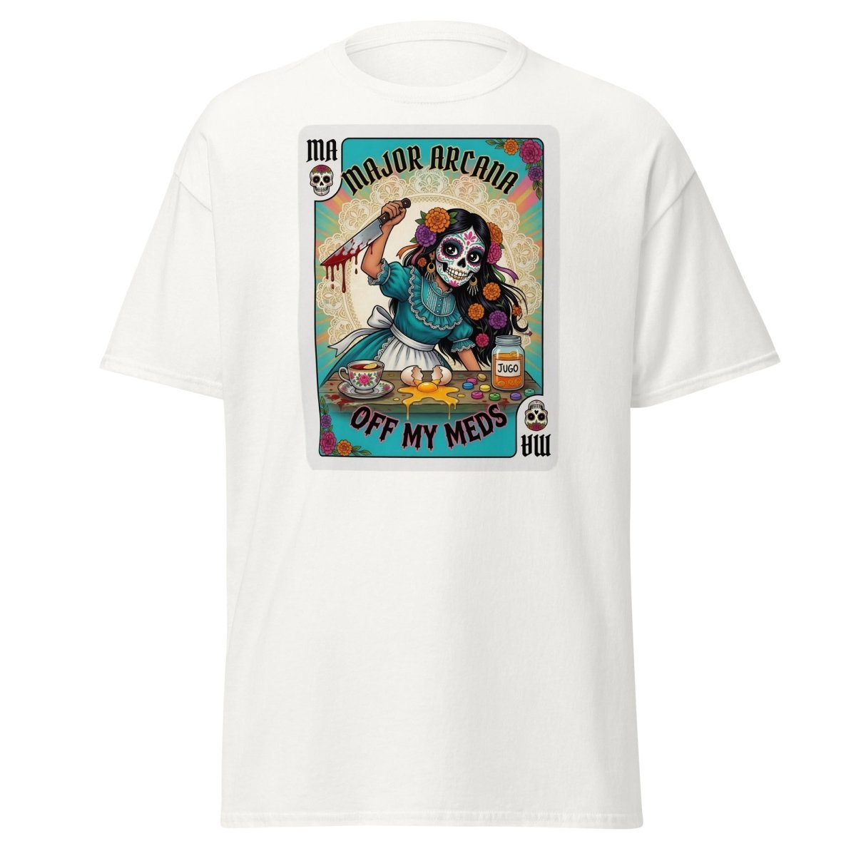 Off My Meds Major Arcana Tarot Card T-Shirt - White - TeeRipple