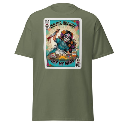 Off My Meds Major Arcana Tarot Card T-Shirt - Military Green - TeeRipple