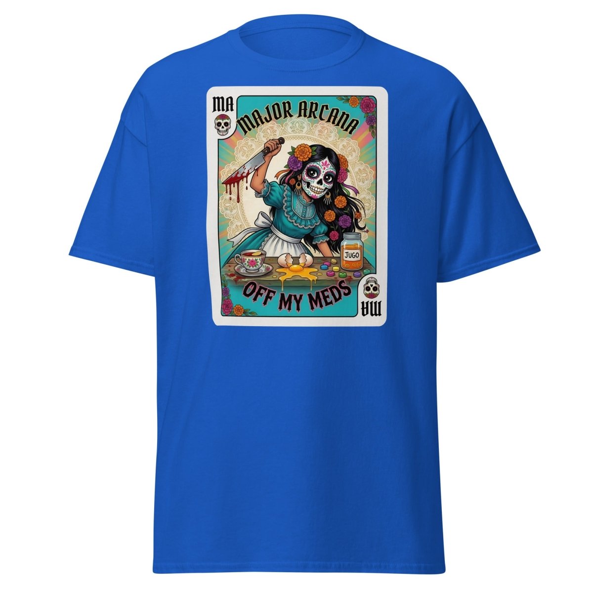 Off My Meds Major Arcana Tarot Card T-Shirt - Royal - TeeRipple
