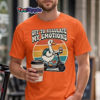 Off To Regulate My Emotions Duck Scooter T-Shirt - Maroon - TeeRipple