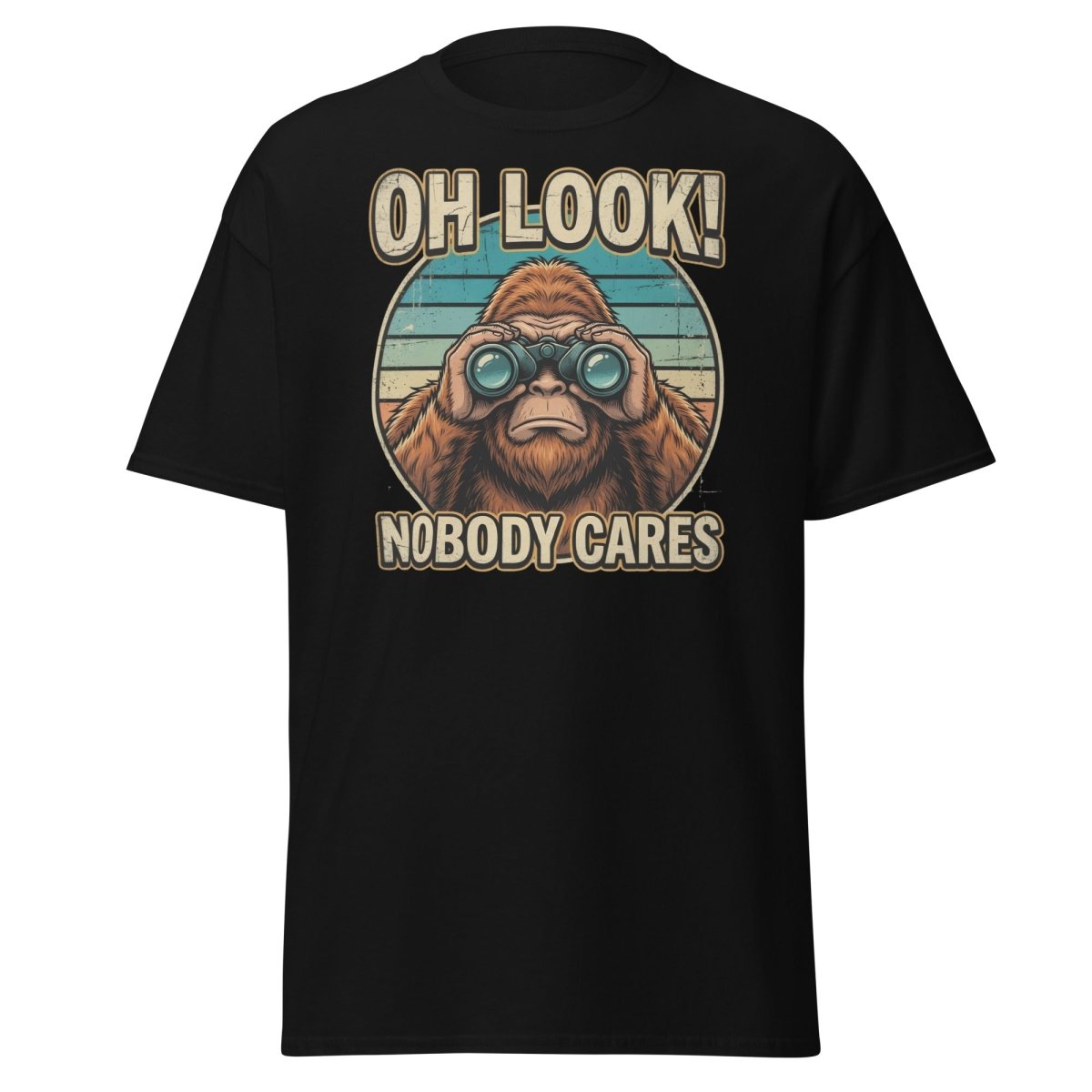 Oh Look Nobody Cares Funny Monkey T-Shirt Sarcastic Tee - Black - TeeRipple