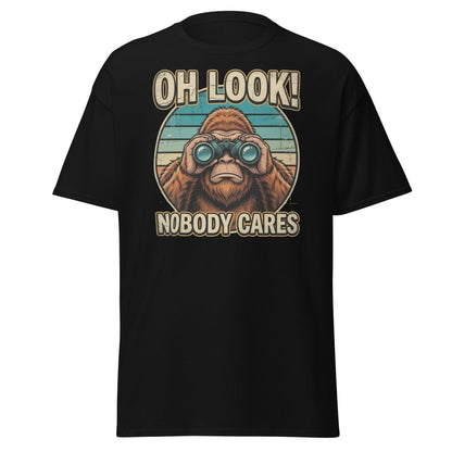 Oh Look Nobody Cares Funny Monkey T-Shirt Sarcastic Tee - Black - TeeRipple