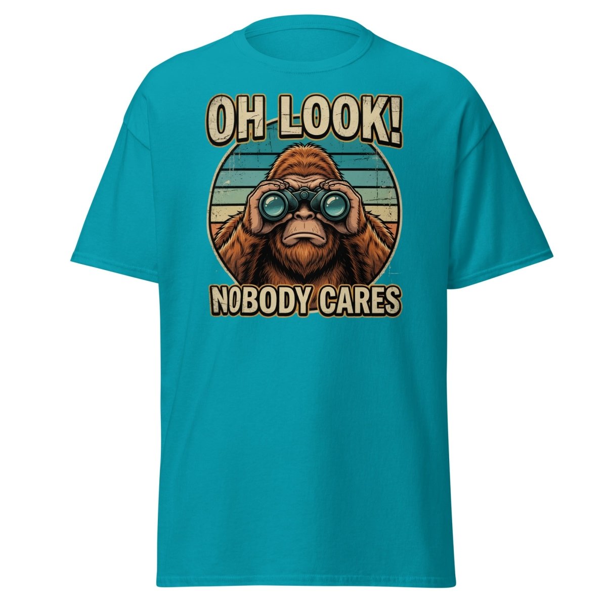 Oh Look Nobody Cares Funny Monkey T-Shirt Sarcastic Tee - Tropical Blue - TeeRipple