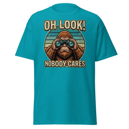 Oh Look Nobody Cares Funny Monkey T-Shirt Sarcastic Tee - Tropical Blue - TeeRipple