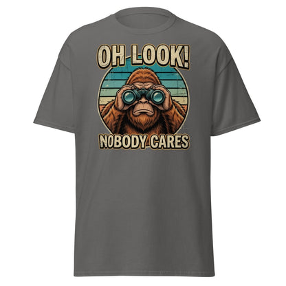 Oh Look Nobody Cares Funny Monkey T-Shirt Sarcastic Tee - Charcoal - TeeRipple