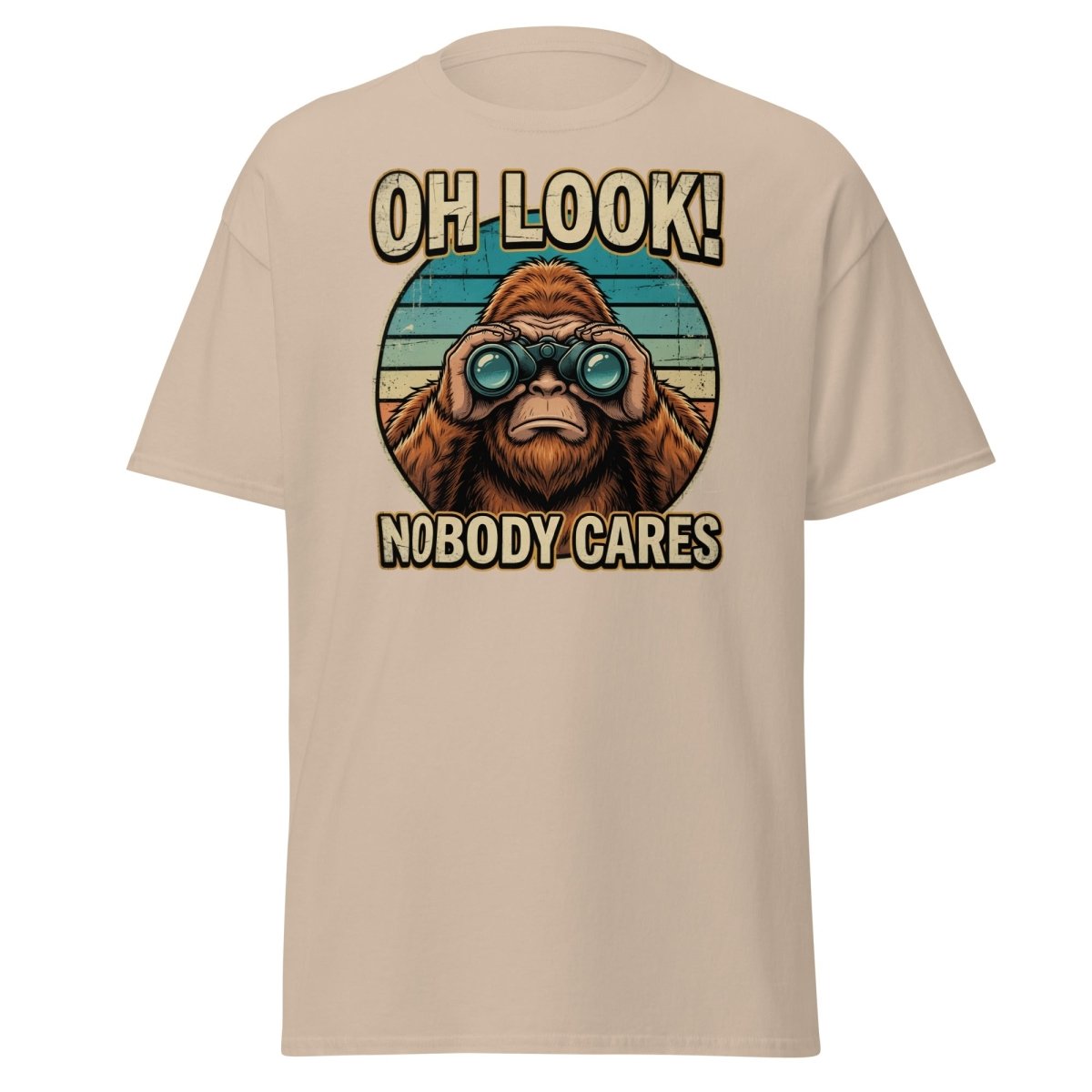 Oh Look Nobody Cares Funny Monkey T-Shirt Sarcastic Tee - Sand - TeeRipple