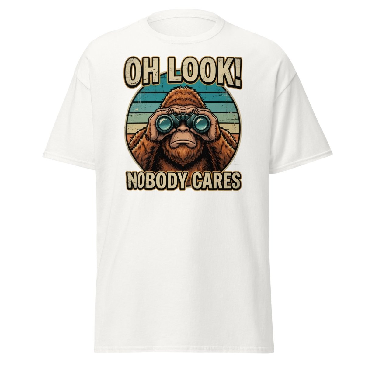 Oh Look Nobody Cares Funny Monkey T-Shirt Sarcastic Tee - White - TeeRipple