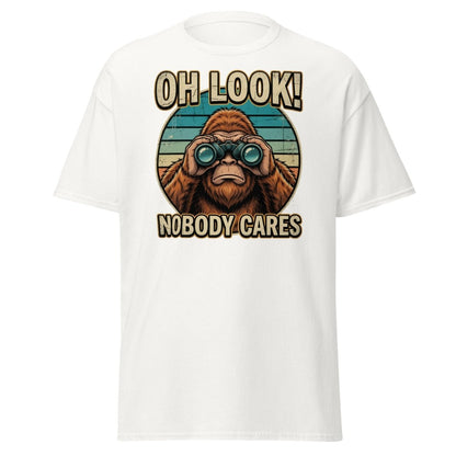Oh Look Nobody Cares Funny Monkey T-Shirt Sarcastic Tee - White - TeeRipple