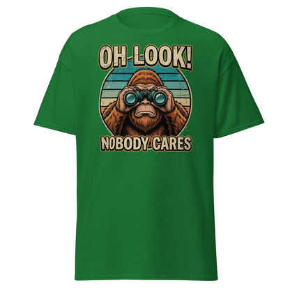 Oh Look Nobody Cares Funny Monkey T-Shirt Sarcastic Tee - Turf Green - TeeRipple