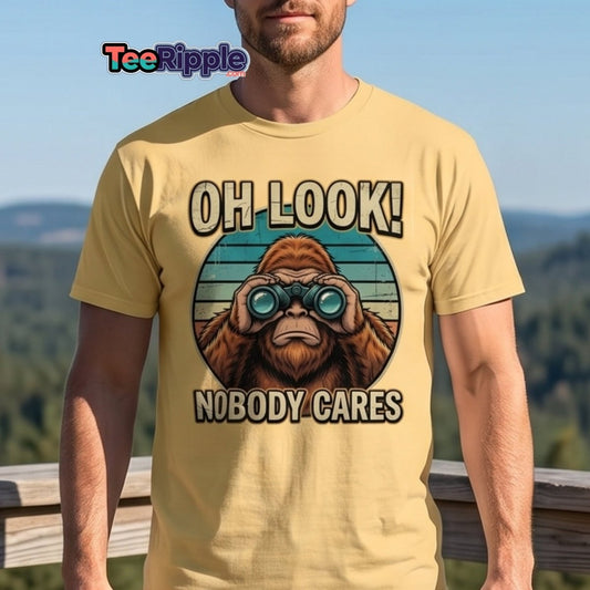 Oh Look Nobody Cares Funny Monkey T-Shirt Sarcastic Tee - Maroon - TeeRipple