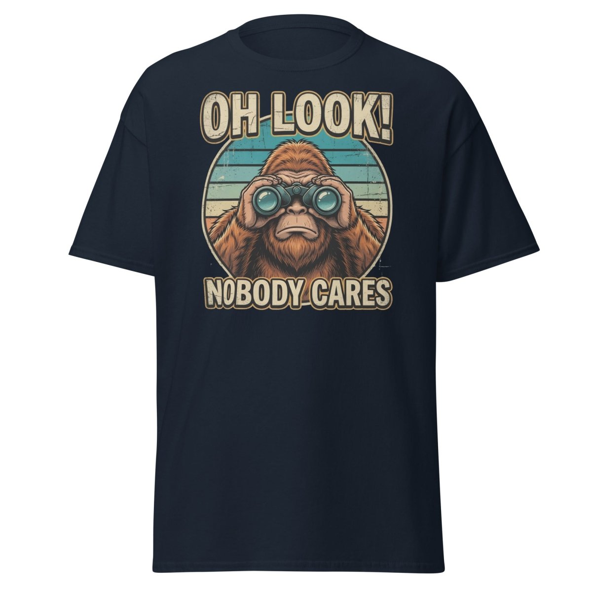 Oh Look Nobody Cares Funny Monkey T-Shirt Sarcastic Tee - Navy - TeeRipple