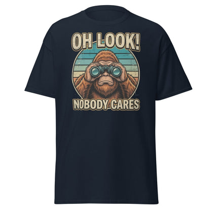 Oh Look Nobody Cares Funny Monkey T-Shirt Sarcastic Tee - Navy - TeeRipple