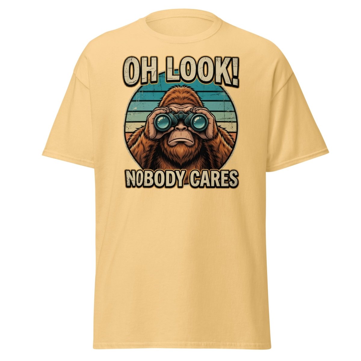 Oh Look Nobody Cares Funny Monkey T-Shirt Sarcastic Tee - Yellow Haze - TeeRipple