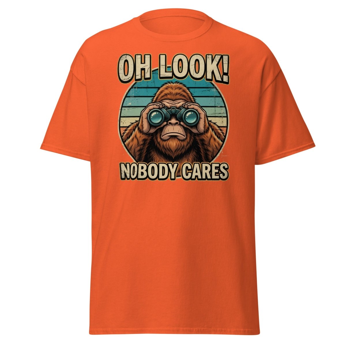 Oh Look Nobody Cares Funny Monkey T-Shirt Sarcastic Tee - Orange - TeeRipple