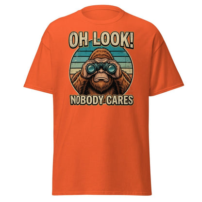 Oh Look Nobody Cares Funny Monkey T-Shirt Sarcastic Tee - Orange - TeeRipple