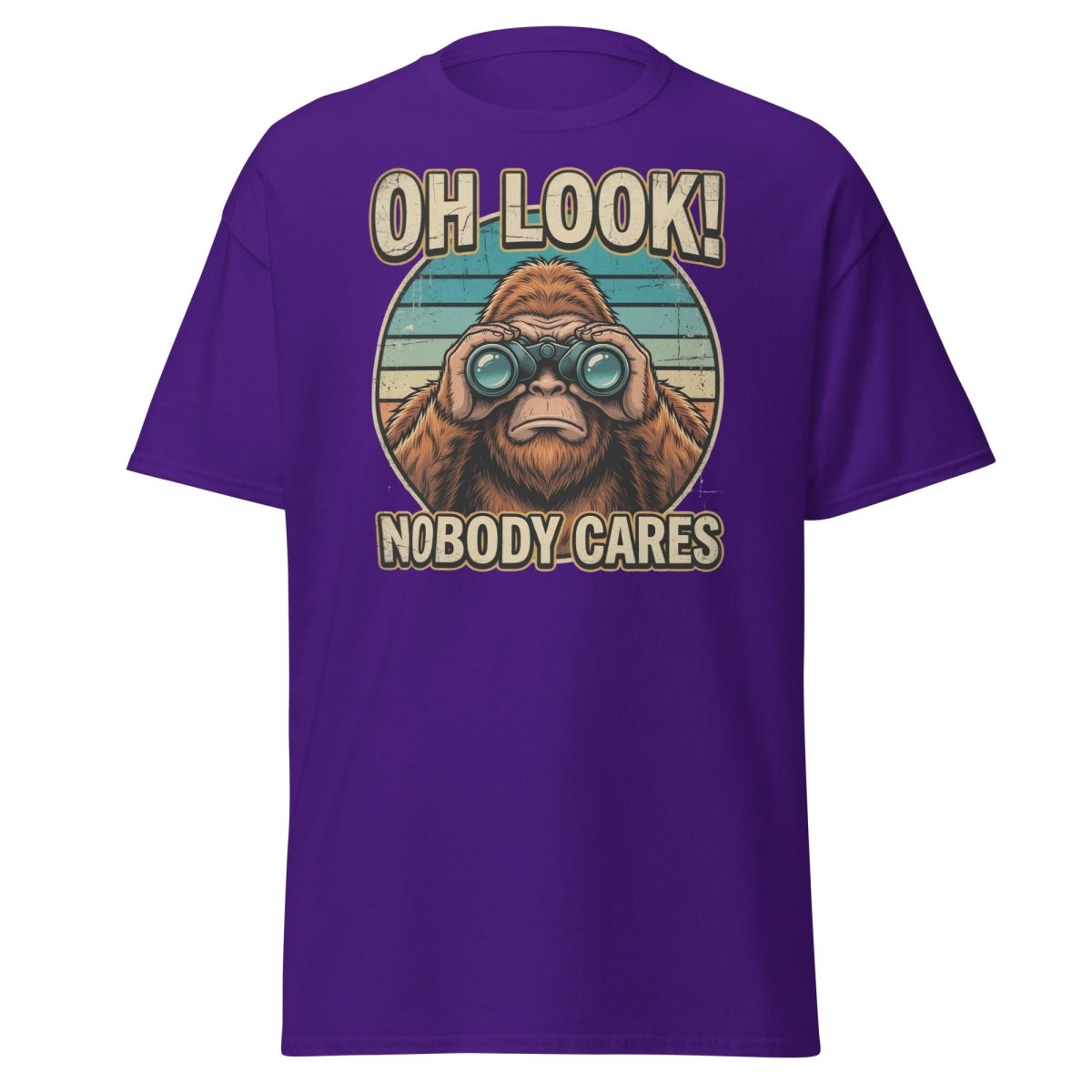 Oh Look Nobody Cares Funny Monkey T-Shirt Sarcastic Tee - Purple - TeeRipple