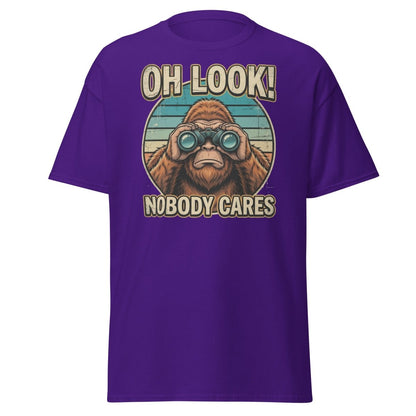 Oh Look Nobody Cares Funny Monkey T-Shirt Sarcastic Tee - Purple - TeeRipple