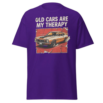 Old Cars Are My Therapy Vintage Muscle Car T-Shirt - Purple - TeeRipple