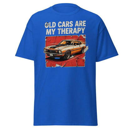 Old Cars Are My Therapy Vintage Muscle Car T-Shirt - Royal - TeeRipple