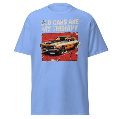 Old Cars Are My Therapy Vintage Muscle Car T-Shirt - Carolina Blue - TeeRipple