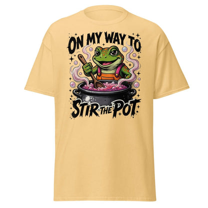 On My Way To Stir The Pot Frog T-Shirt | Funny Sarcastic Tee - Yellow Haze - TeeRipple