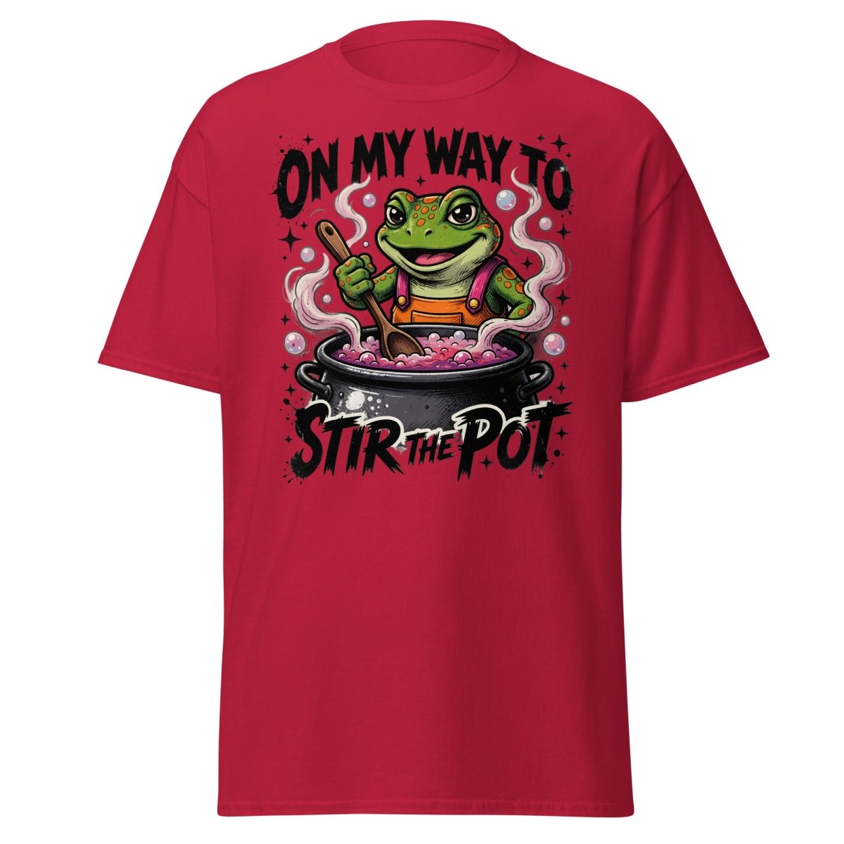 On My Way To Stir The Pot Frog T-Shirt | Funny Sarcastic Tee - Cardinal - TeeRipple