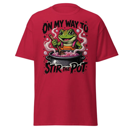 On My Way To Stir The Pot Frog T-Shirt | Funny Sarcastic Tee - Cardinal - TeeRipple