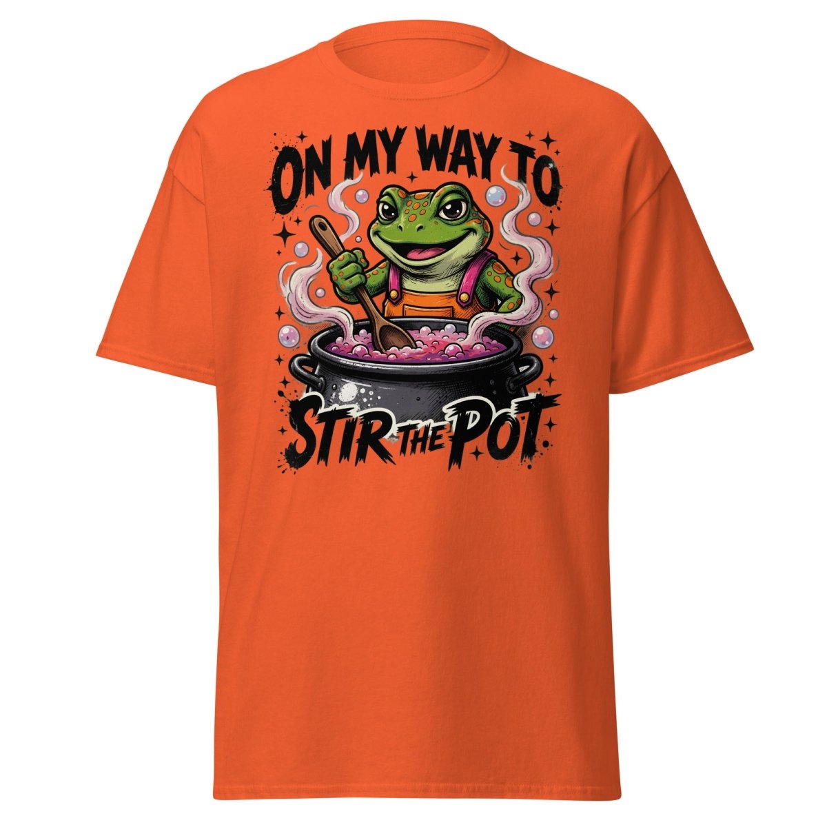 On My Way To Stir The Pot Frog T-Shirt | Funny Sarcastic Tee - Orange - TeeRipple