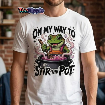 On My Way To Stir The Pot Frog T-Shirt | Funny Sarcastic Tee - Cardinal - TeeRipple