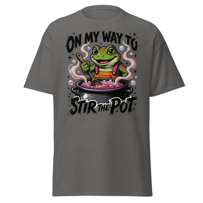 On My Way To Stir The Pot Frog T-Shirt | Funny Sarcastic Tee - Charcoal - TeeRipple