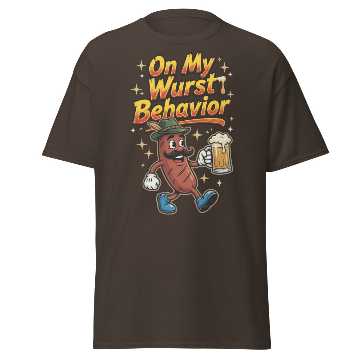 On My Wurst Behavior Funny Sausage T-Shirt – Beer Party Tee - Dark Chocolate - TeeRipple