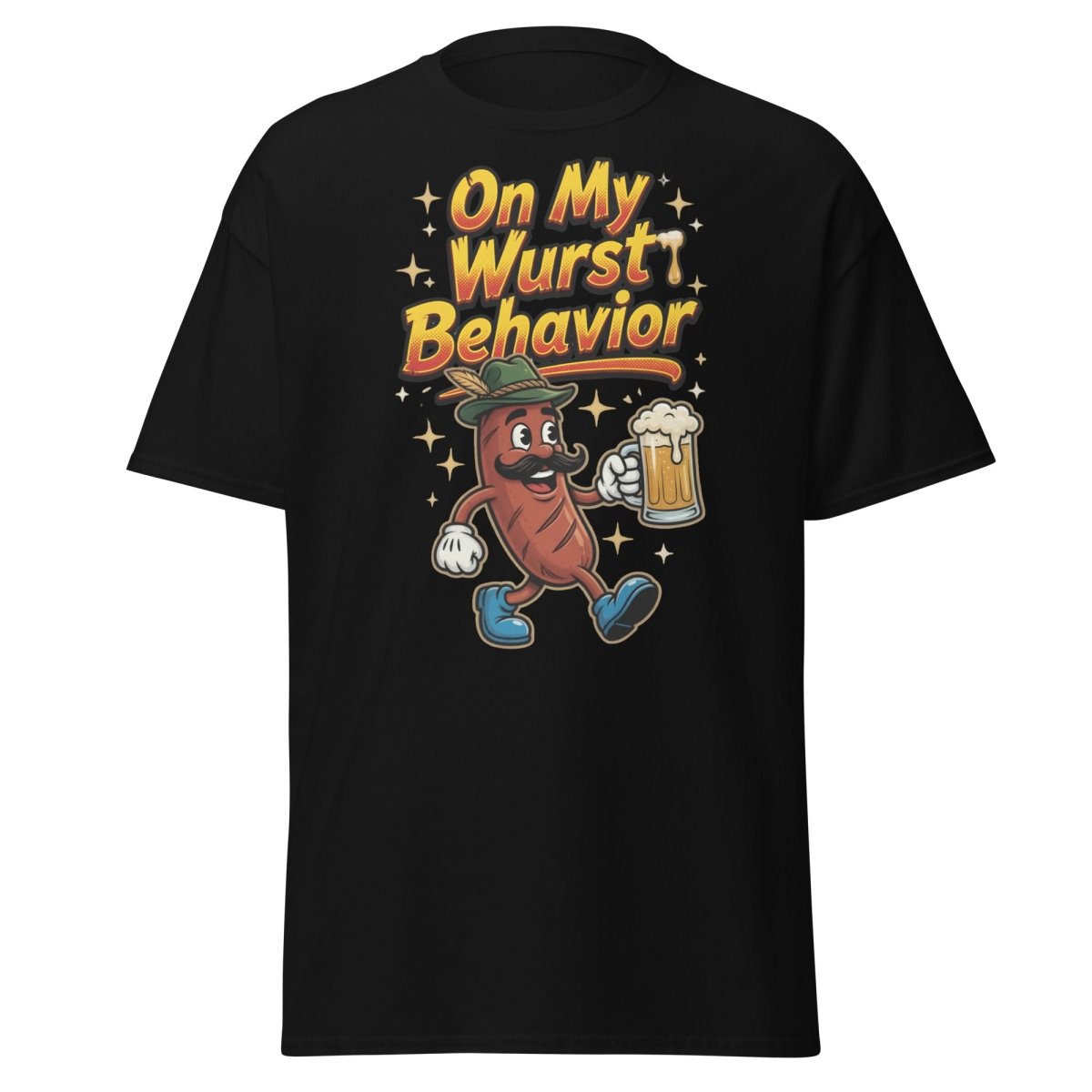On My Wurst Behavior Funny Sausage T-Shirt – Beer Party Tee - Black - TeeRipple