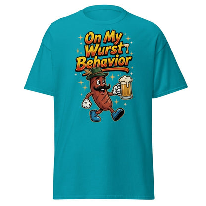 On My Wurst Behavior Funny Sausage T-Shirt – Beer Party Tee - Tropical Blue - TeeRipple