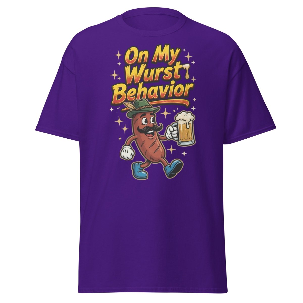 On My Wurst Behavior Funny Sausage T-Shirt – Beer Party Tee - Purple - TeeRipple