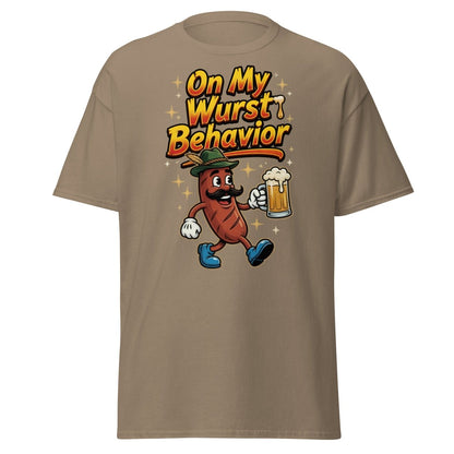On My Wurst Behavior Funny Sausage T-Shirt – Beer Party Tee - Brown Savana - TeeRipple