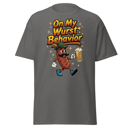 On My Wurst Behavior Funny Sausage T-Shirt – Beer Party Tee - Charcoal - TeeRipple
