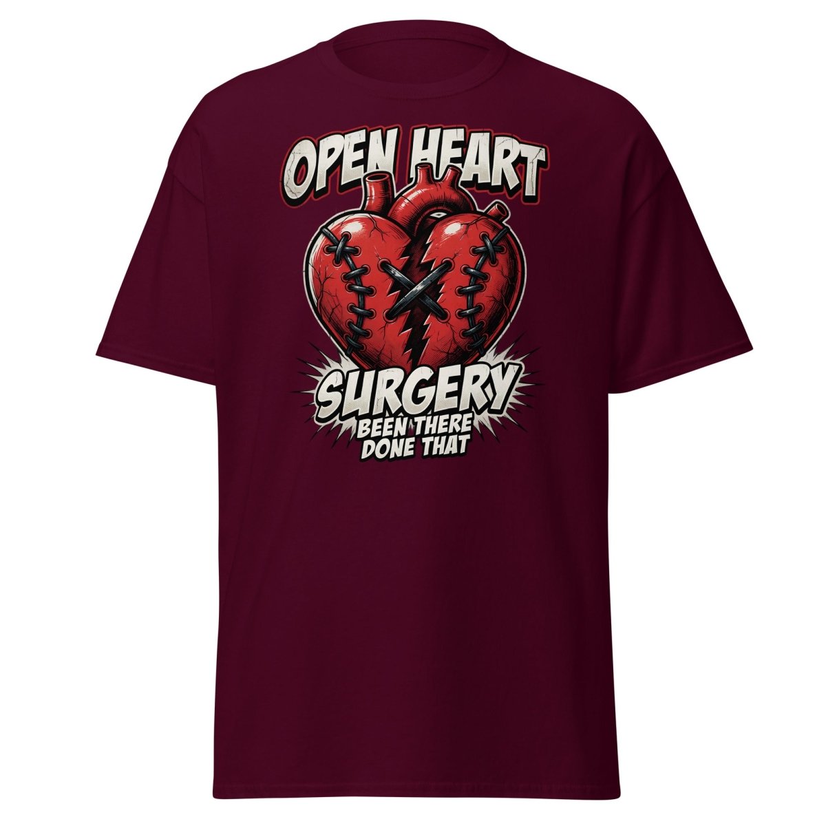 Open Heart Surgery T-Shirt – Been There Done That Funny Tee - Maroon - TeeRipple